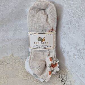 Rae Dunn Cushioned Low Cut Socks - White and Orange